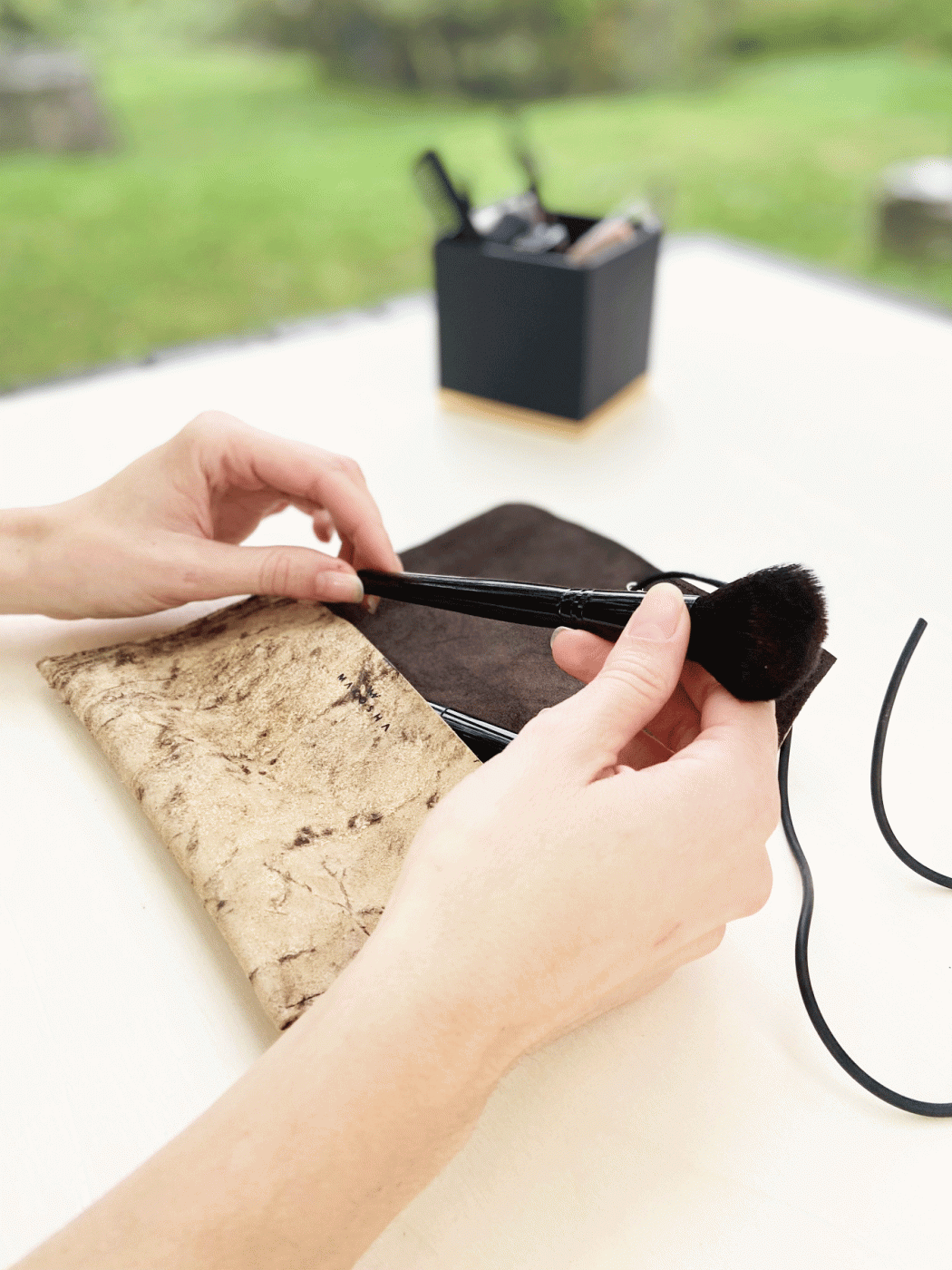 Makeup bag made from real leather and natural rubber. - Image 6