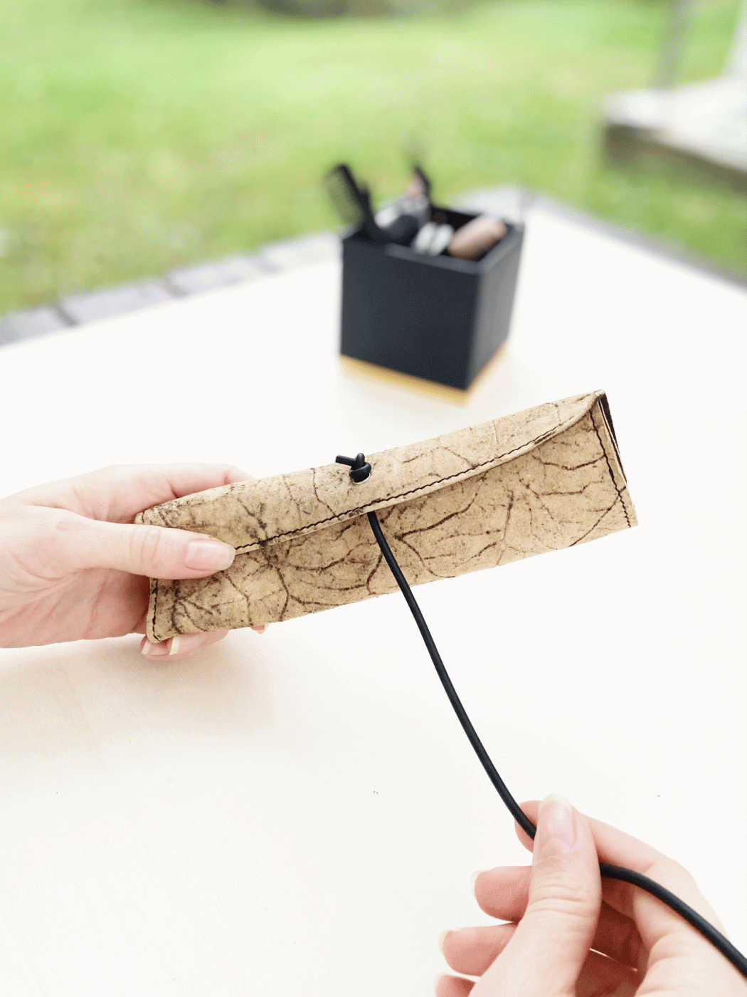 Makeup bag made from real leather and natural rubber. - Image 3